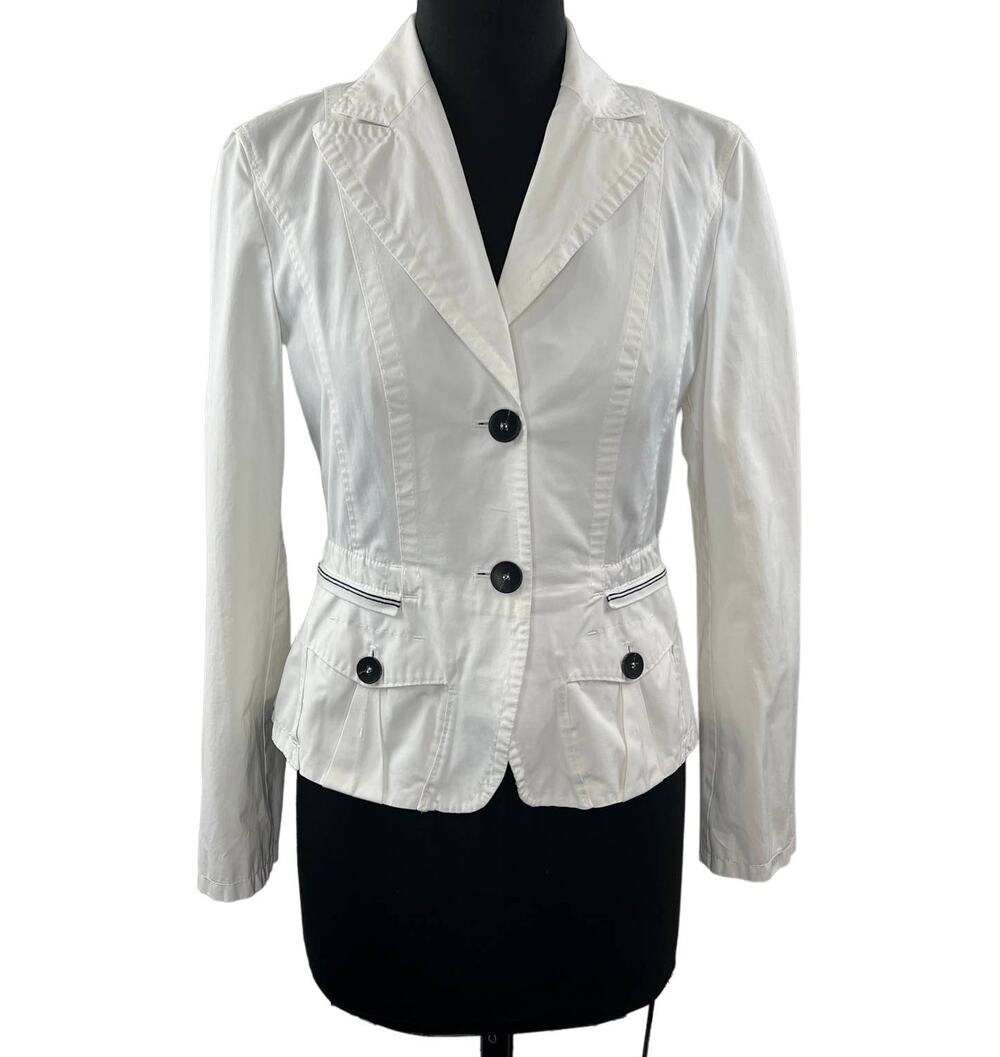 Marc Cain Sports White N3 Blazer Jacket Two Button Peak Lapel Single Breasted